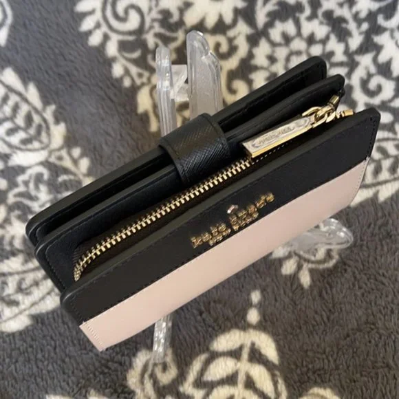 Kate Spade Staci Colorblock Medium Compact Bifold Wallet Warm Beige Multi - Picture 7 of 16